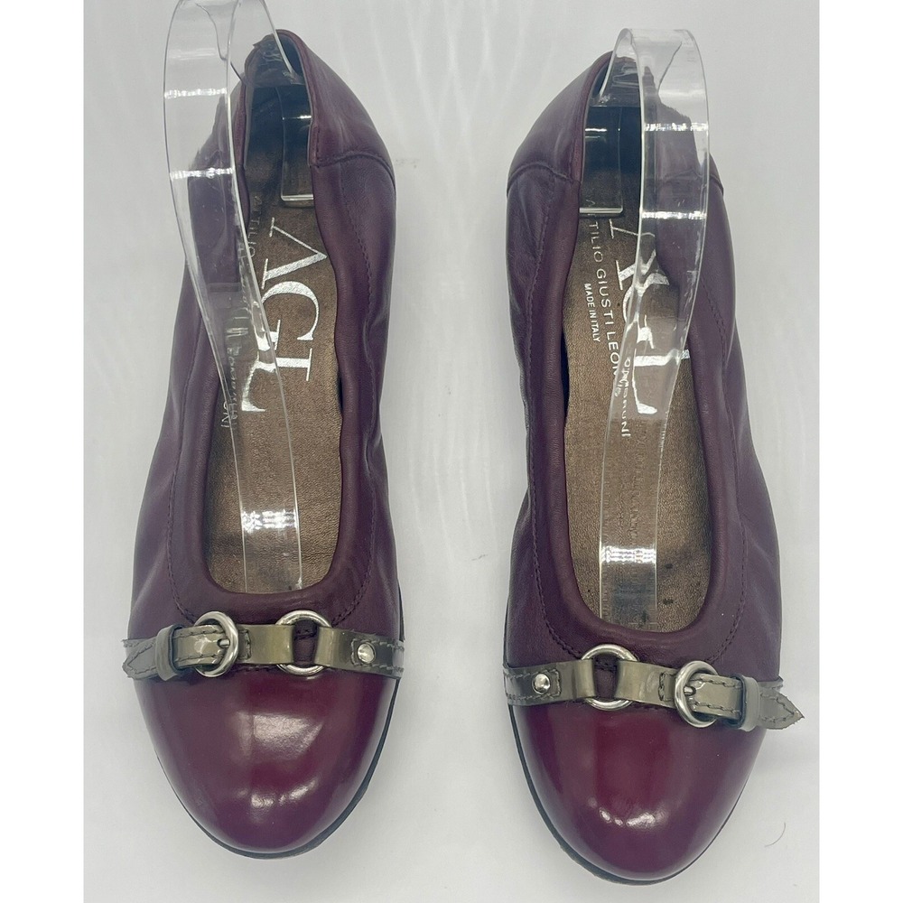 AGL Monika Shoes Maroon Leather Ballet Flats Womens 6.5 US,‎ 37 EU Red Casual